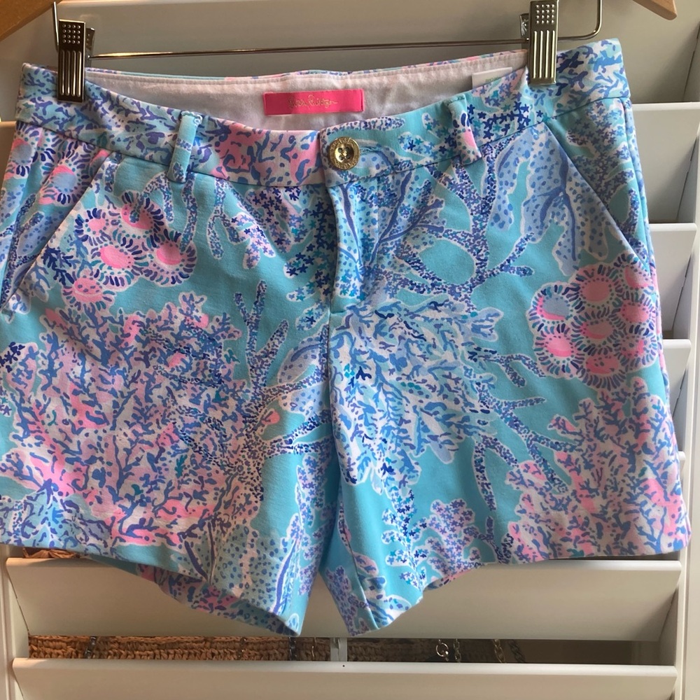 Lilly Pulitzer Blue and Pink Knit Callahan Shorts